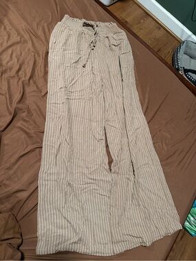Camille & Co Brown Striped Wide Leg Pants